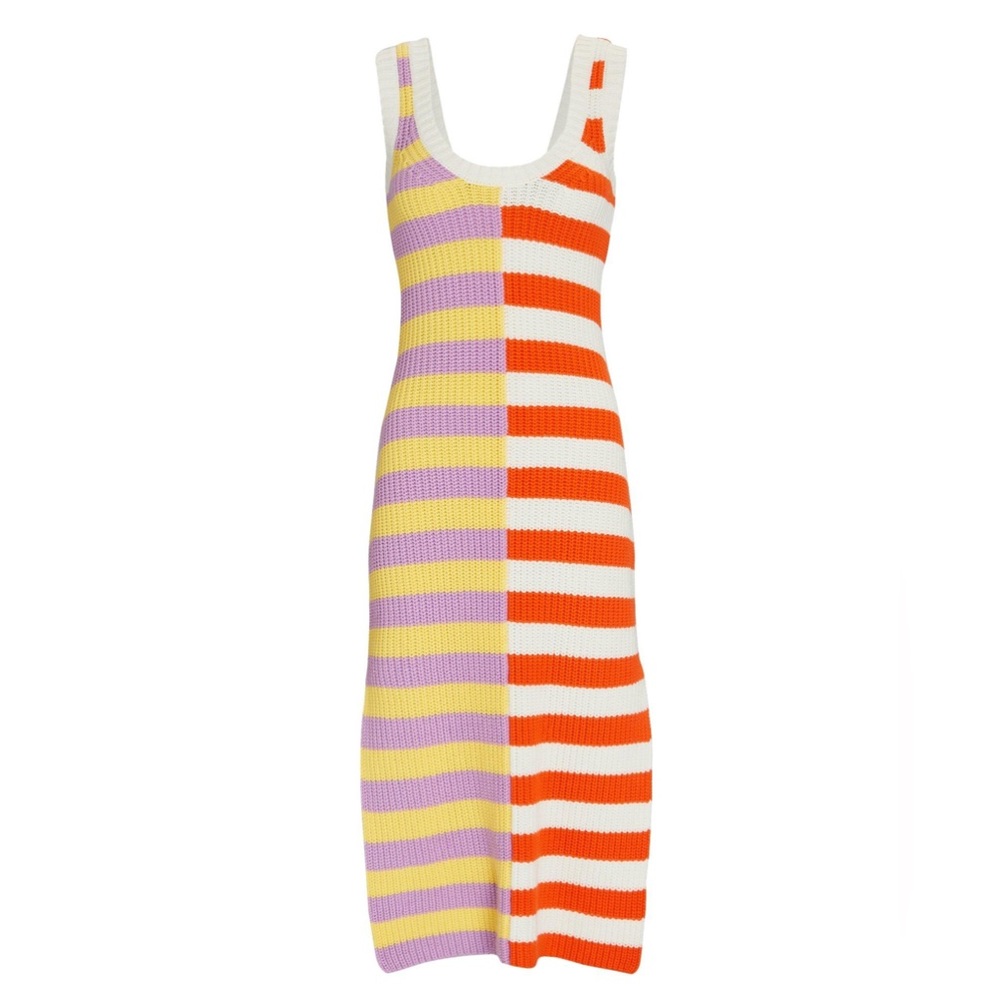 STAUD Seashore Striped Midi Dress